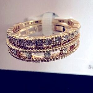 Lauren Conrad Ring Set, Size 7, Bands, Gold-Tone w/clear Stones